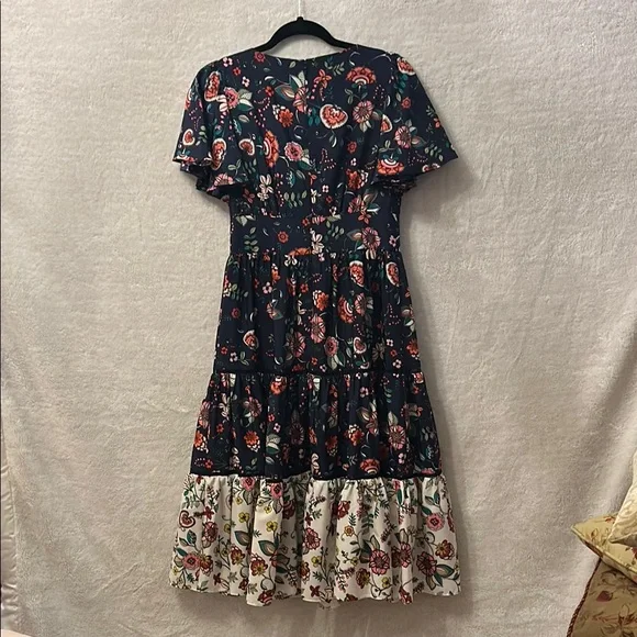 Eliza J Navy and Pink. Floral Ruffled Tiered Sundress - Picture 5 of 10
